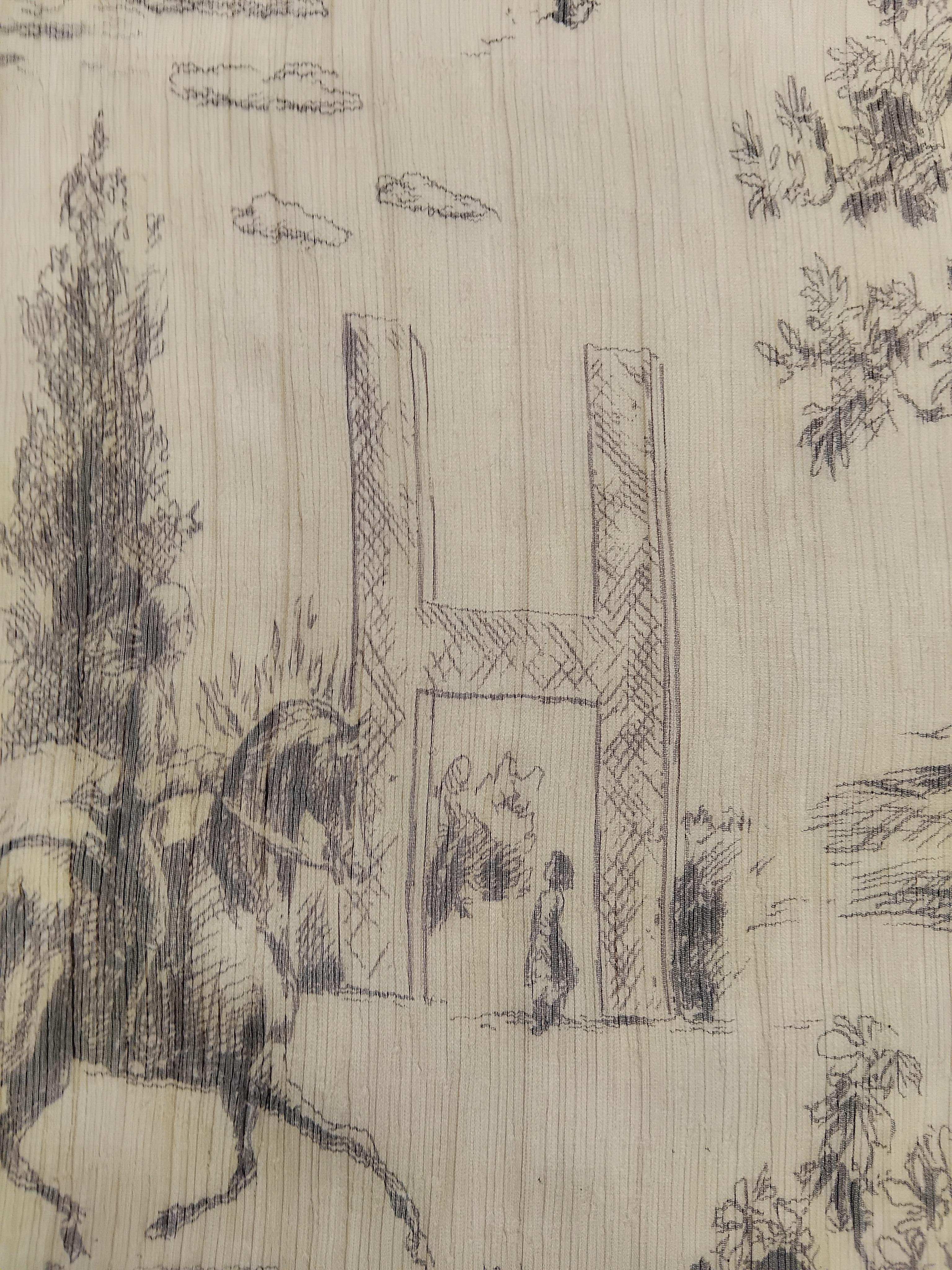 Hermès Toile de Jouy Stampa Chiffon Mousseline Sciarpa di Seta Lunga Stola in vendita 9
