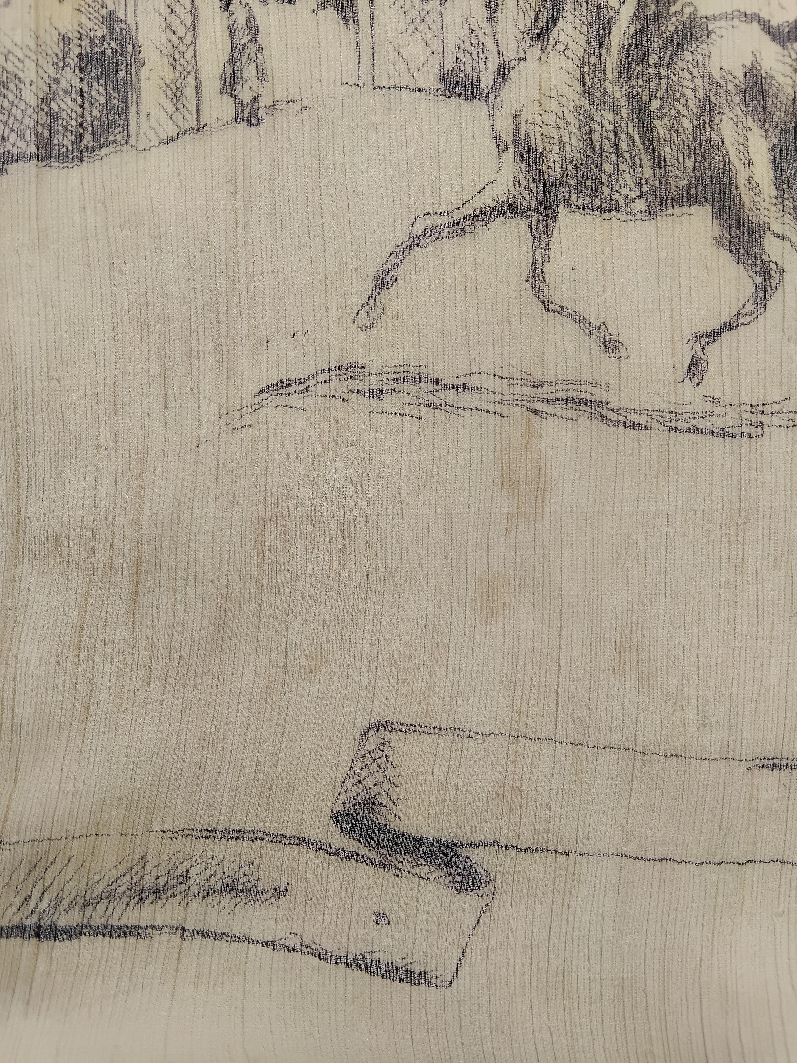 Hermès Toile de Jouy Stampa Chiffon Mousseline Sciarpa di Seta Lunga Stola in vendita 15