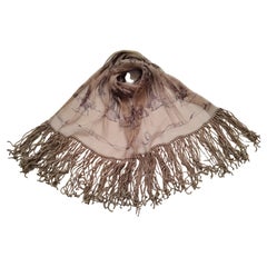 Hermès Toile de Jouy Print Chiffon Mousseline Silk Scarf Long Stole