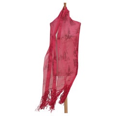 Hermès Toile de Jouy Print Chiffon Mousseline Silk Scarf Long Stole