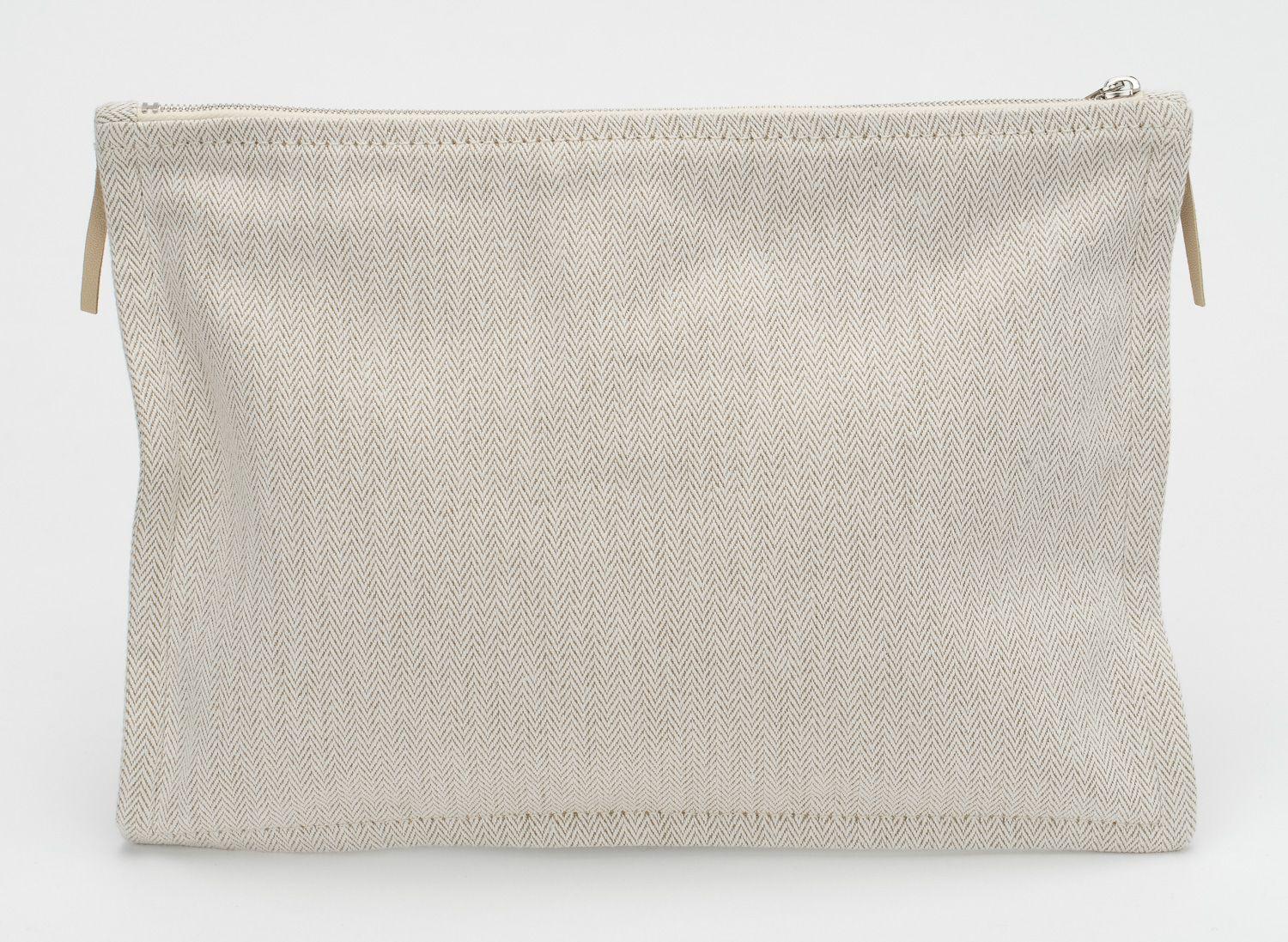 Beige Borsa da toilette Hermès Toile Feathers in vendita