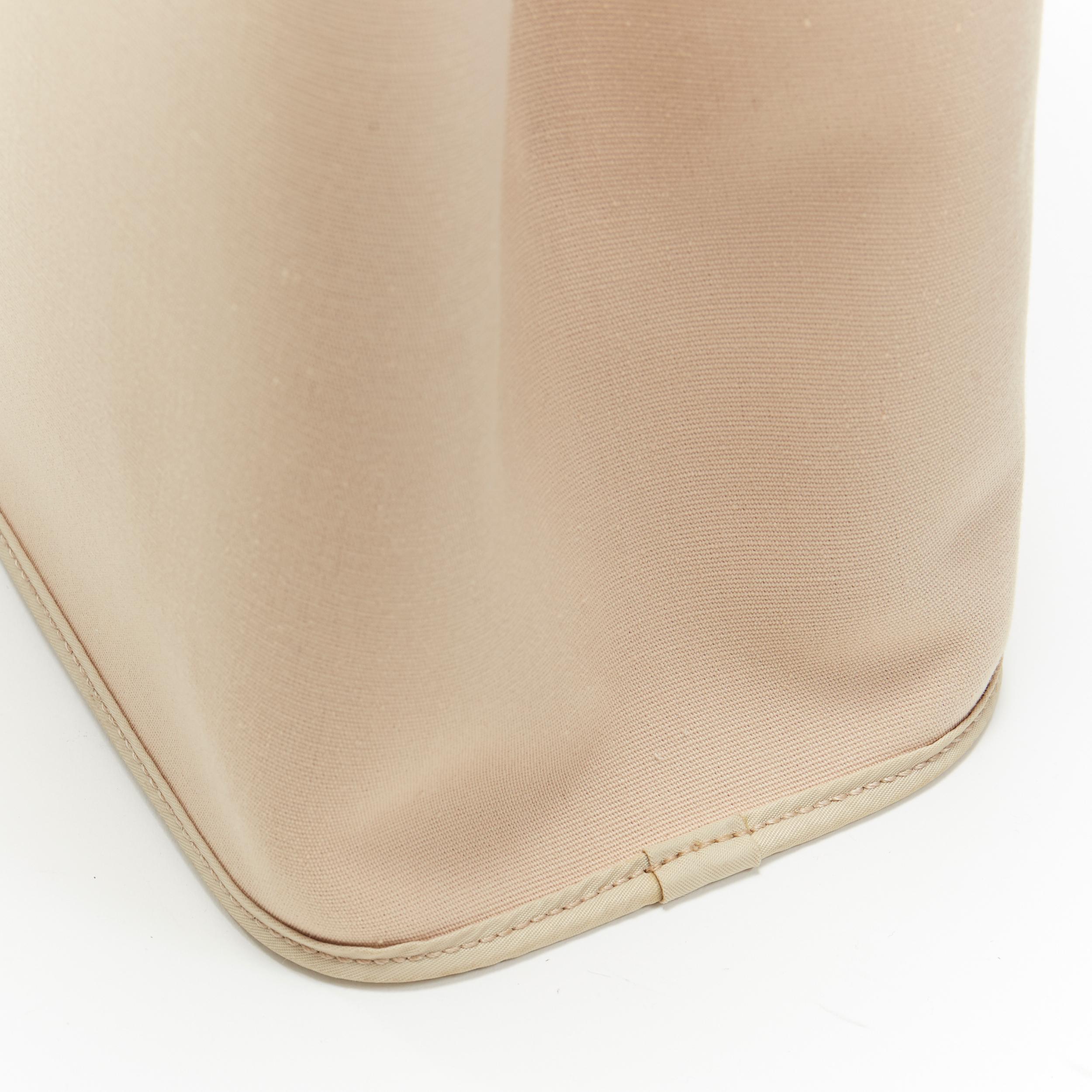 HERMES Toile H Cabag Elan Etoupe canvas tan leather expandable shoulder tote bag 2