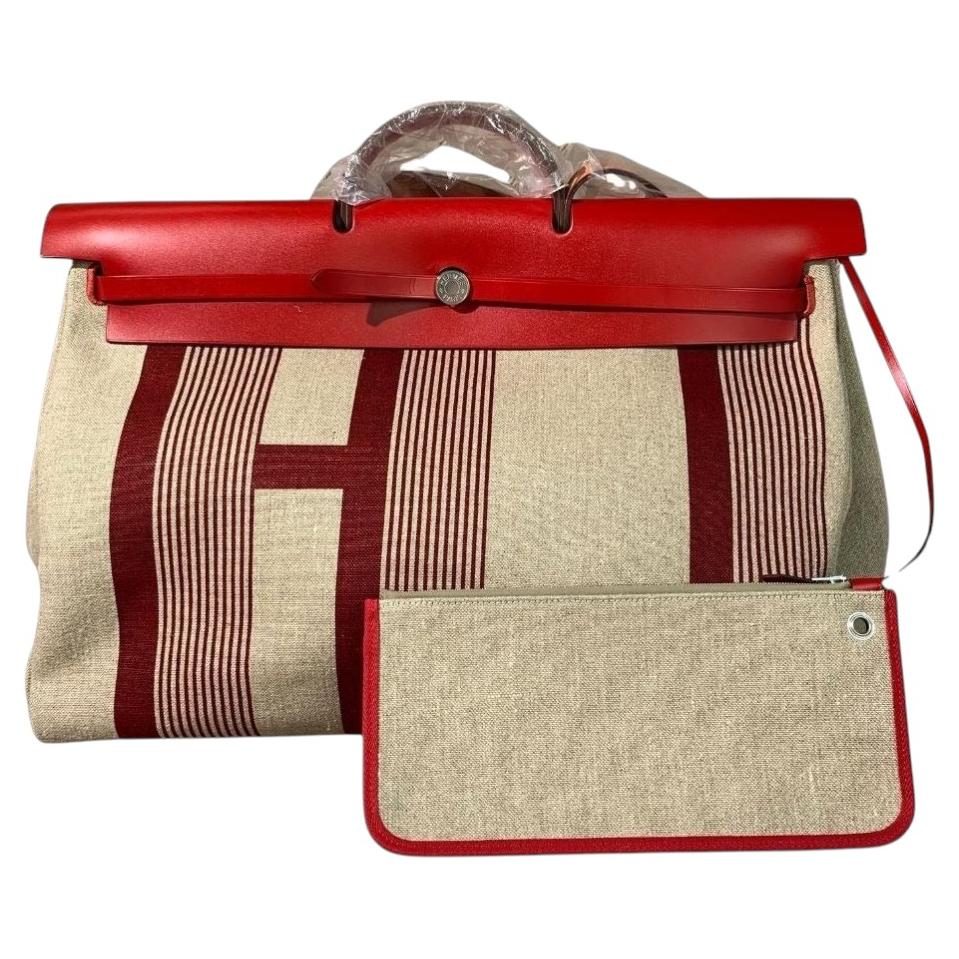 Hermès Toile H Vibration Herbag Zip Cabine Retourne 50 travel bag Stamp D 2019