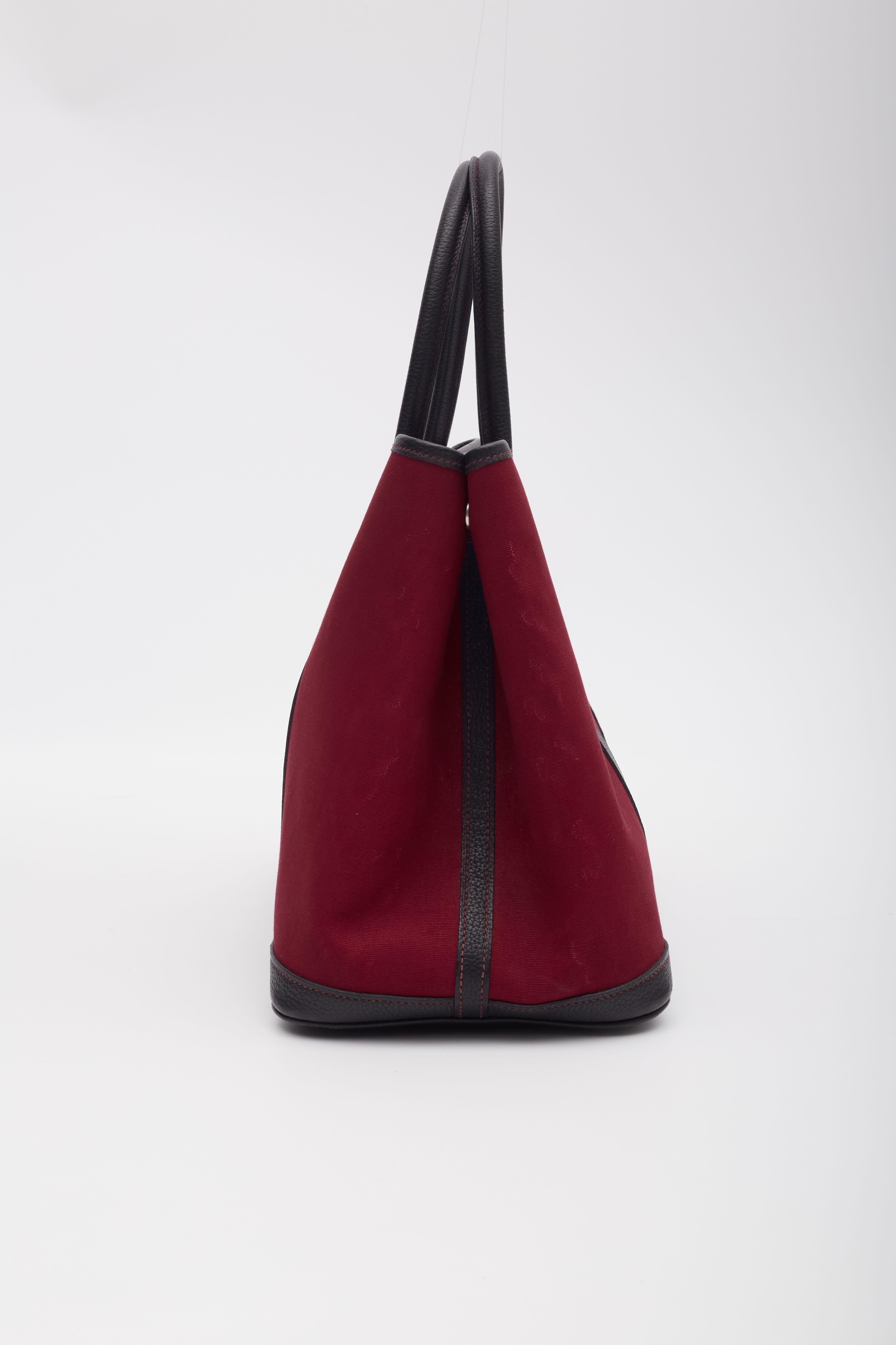 Hermes Toile Negonda Garden Party 30 TPM Rouge Tote Bag For Sale 2