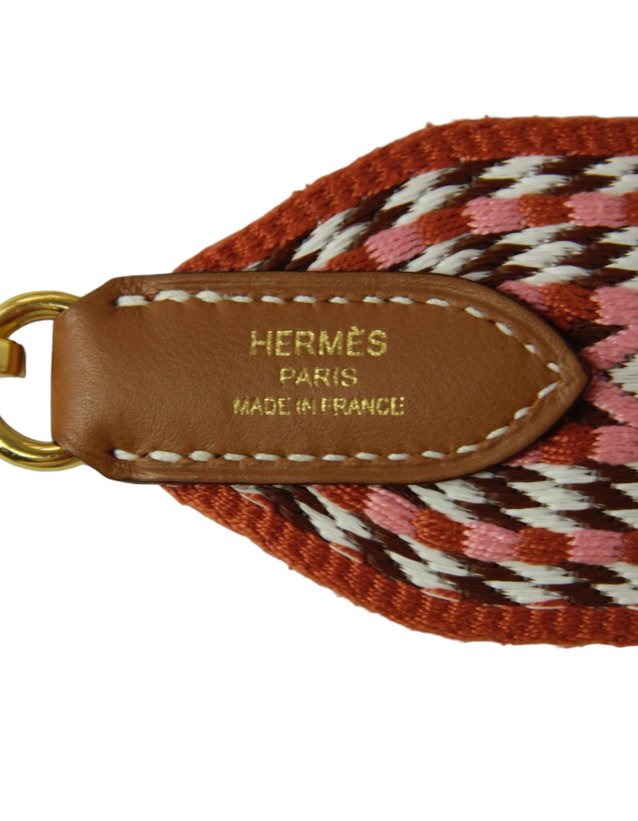 Hermes Toile Swift Leather 50mm Sangle Allegro Bag Strap In Excellent Condition In New York, NY