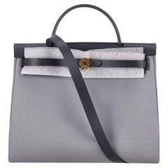 Hermes Toile & Vache Hunter Leather Herbag Zip 31 Bag Matching Pouch - Full Set