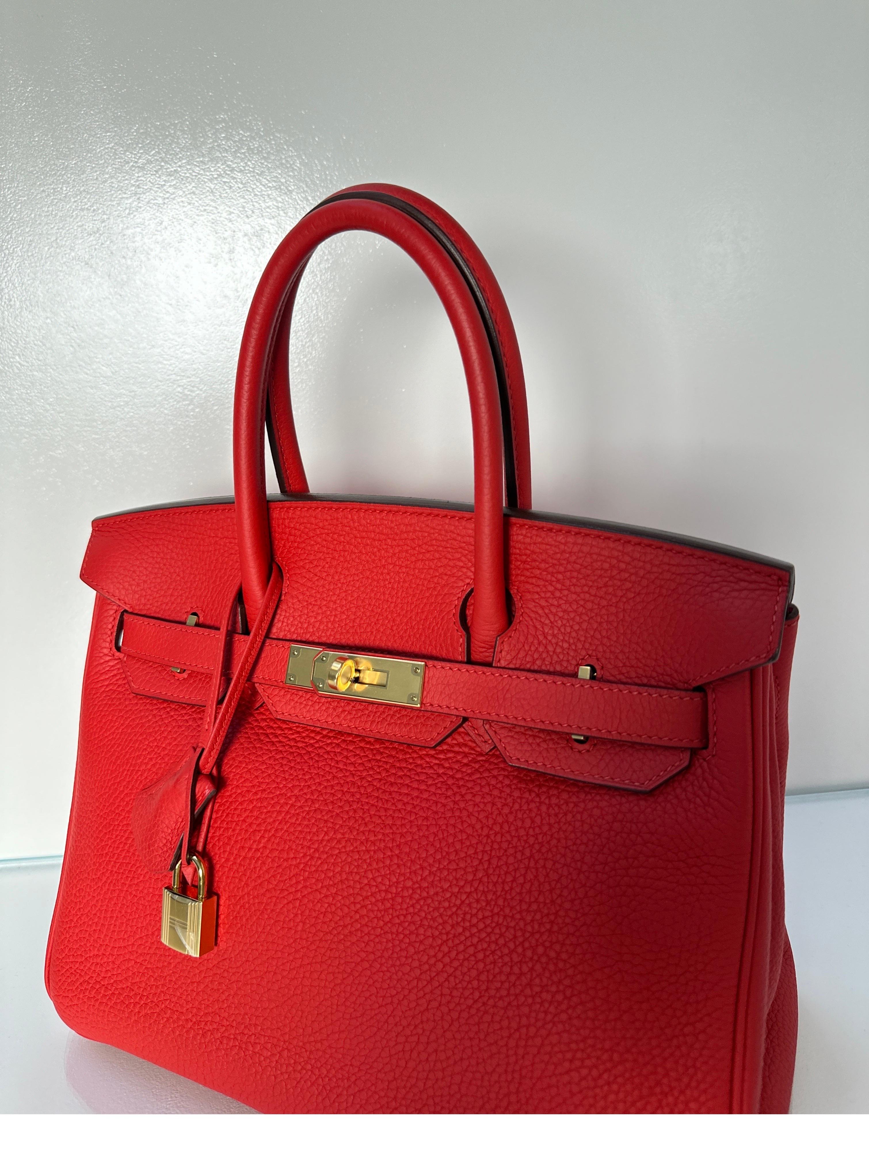 Hermes Tomate Birkin 30 Bag In Excellent Condition In Athens, GA