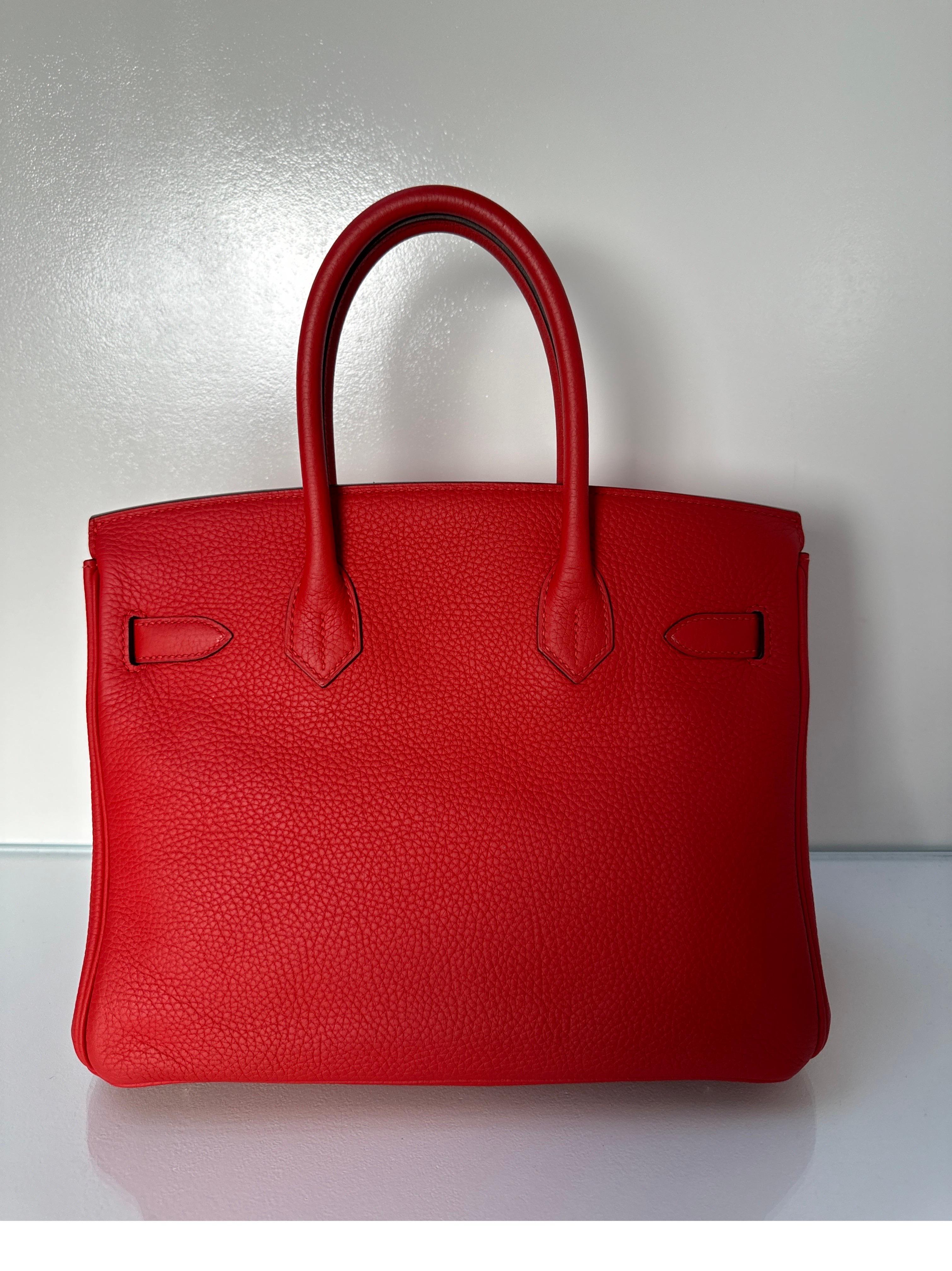 Women's or Men's Hermes Tomate Birkin 30 Bag