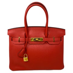 Hermes Tomate Birkin 30 Bag 