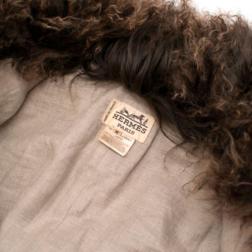 Hermes Tonal-Brown Curly Lamb Shearling Short Jacket FR 42 For Sale 6