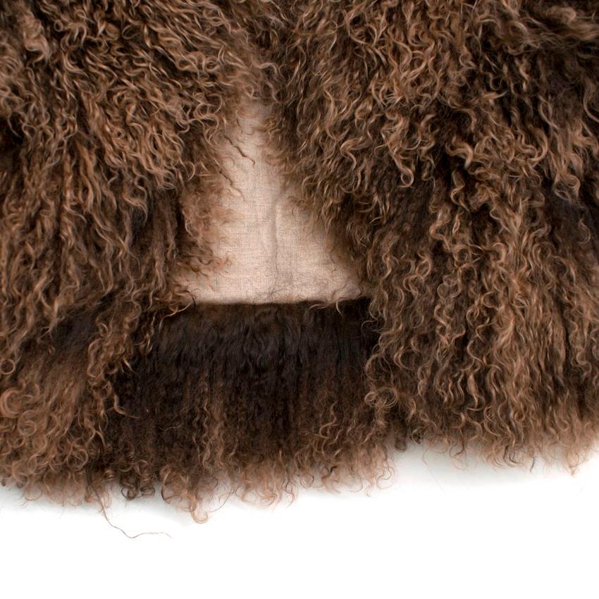 Hermes Tonal-Brown Curly Lamb Shearling Short Jacket FR 42 For Sale 3