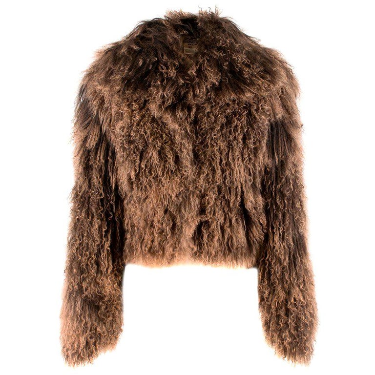 Hermes Tonal-Brown Curly Lamb Shearling Short Jacket FR 42 For Sale at ...