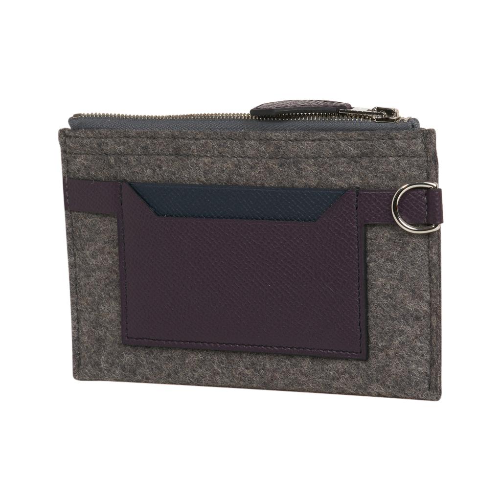 Women's or Men's Hermes Toodoo Mini Colorblock Change Purse in Grey / Purple / Black New w/Box For Sale