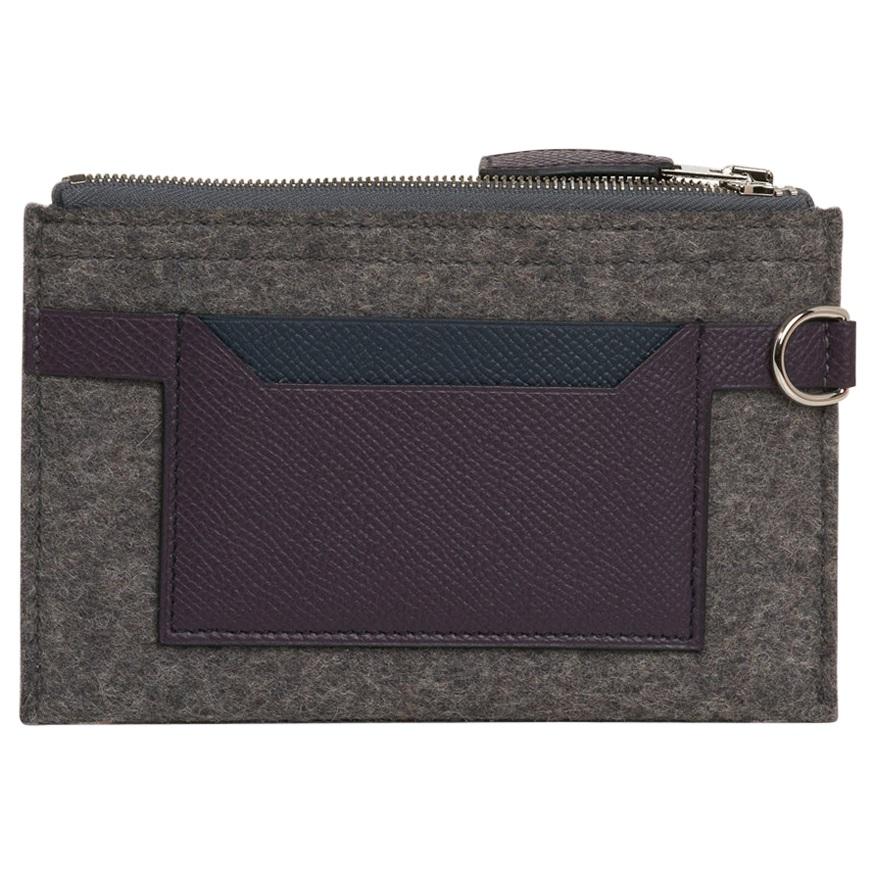 Hermes Toodoo Mini Colorblock Change Purse in Grey / Purple / Black New w/Box For Sale