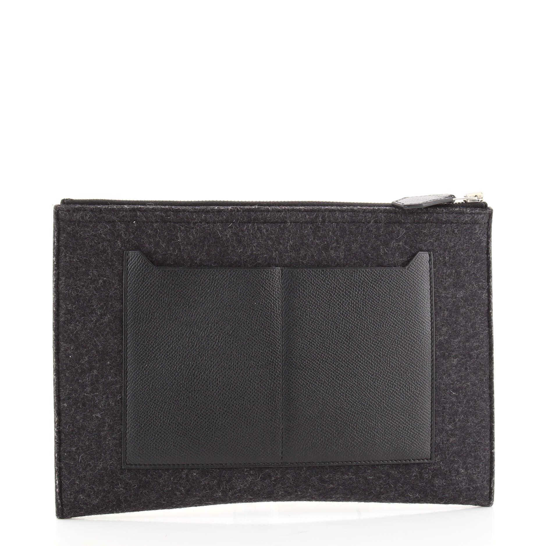 Black Hermes Toodoo Pouch Epsom and Wool 29