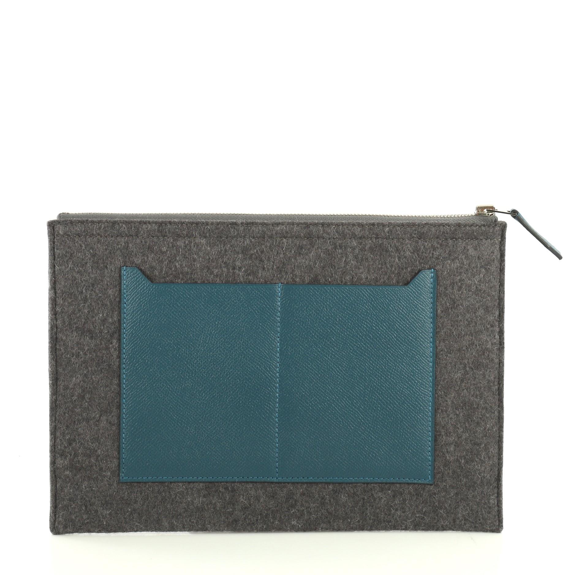 Hermes Toodoo Pouch Epsom and Wool 29 In Excellent Condition In NY, NY