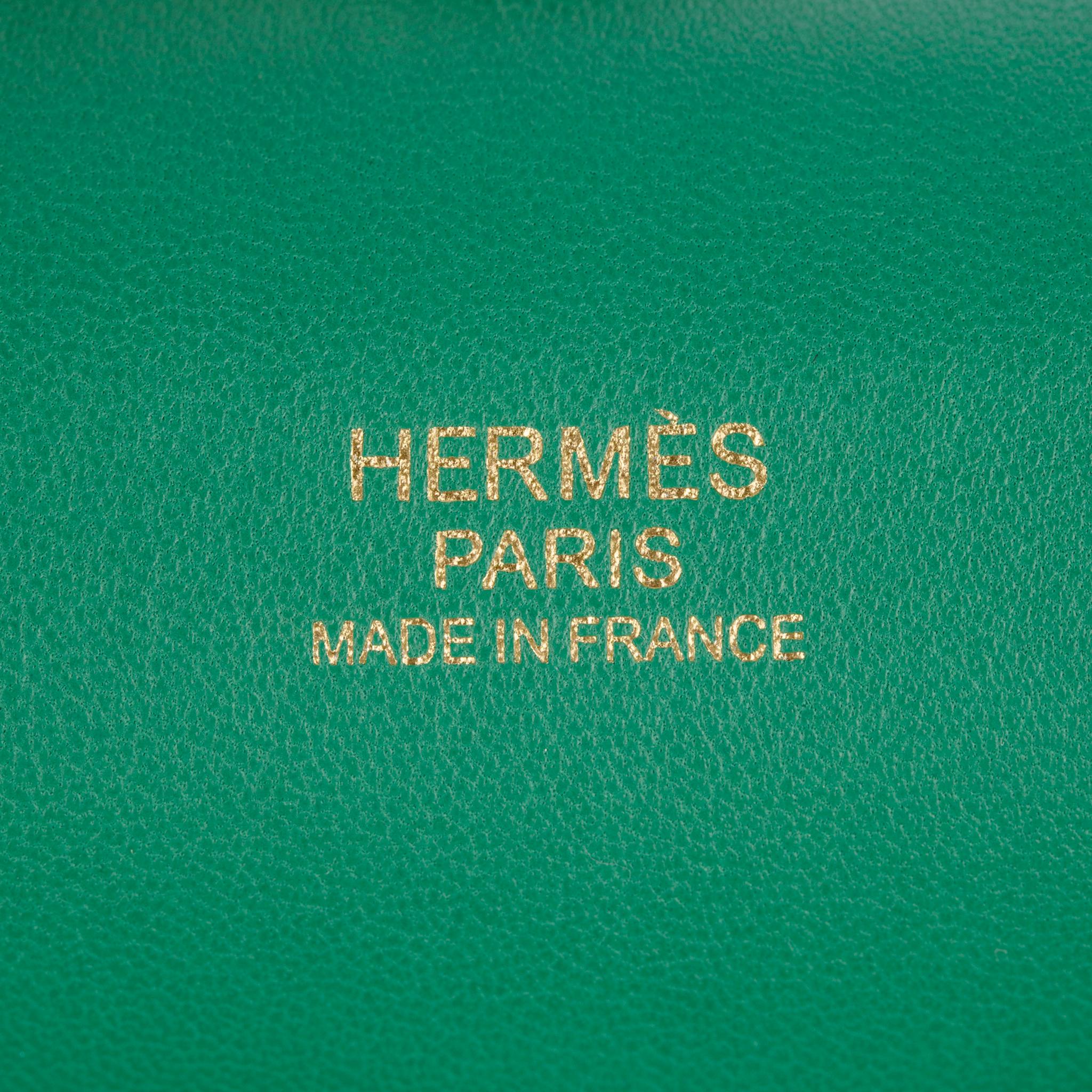 Blue Hermes Toolbox 20 Vert Vertigo Evercolour Leather Permabrass Hardware