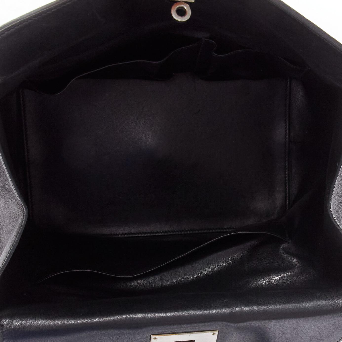 HERMES Toolbox 26 black leather PHW turnlock satchel bag 6