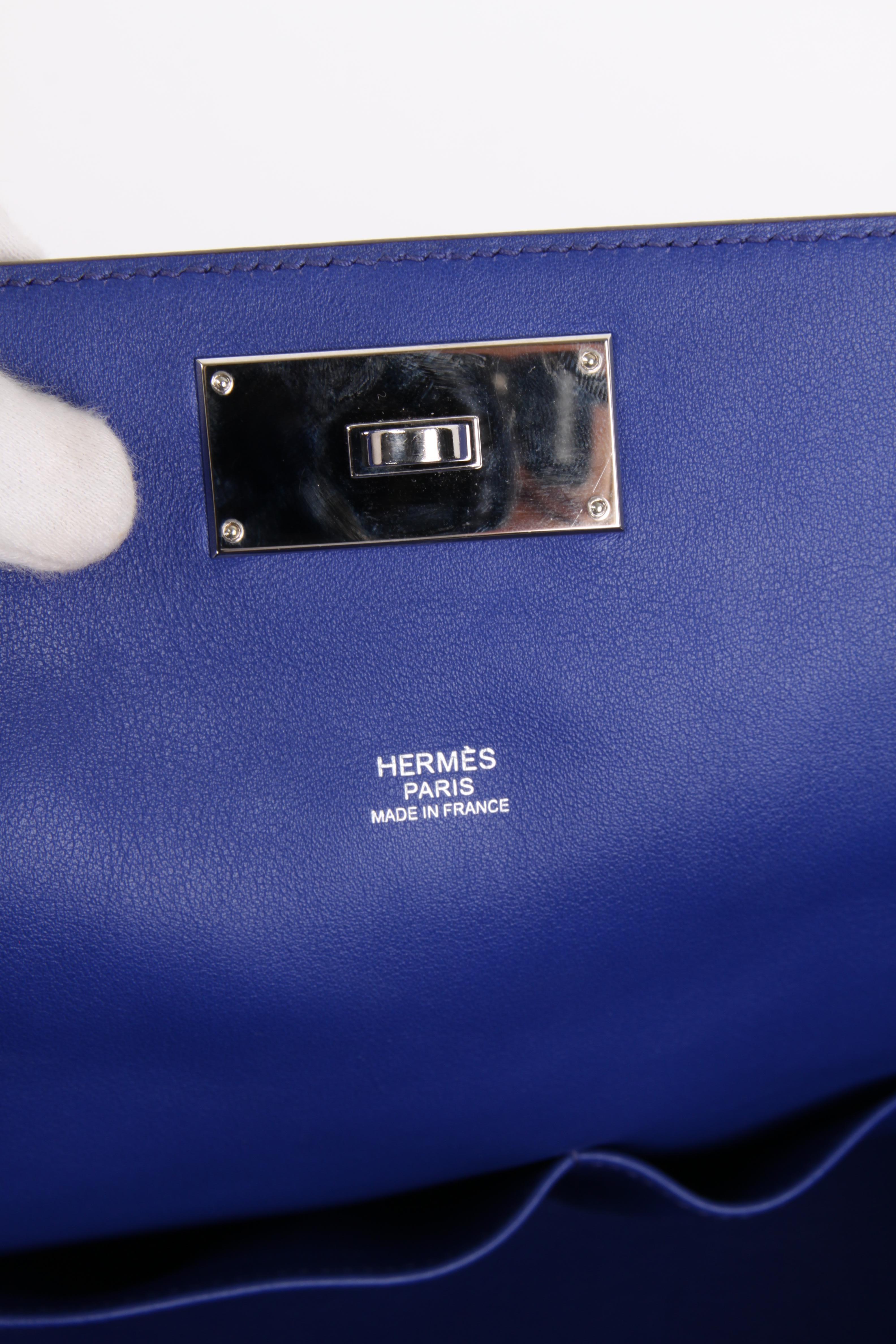 Hermes Toolbox 26 Swift Leather Electric Blue For Sale 7
