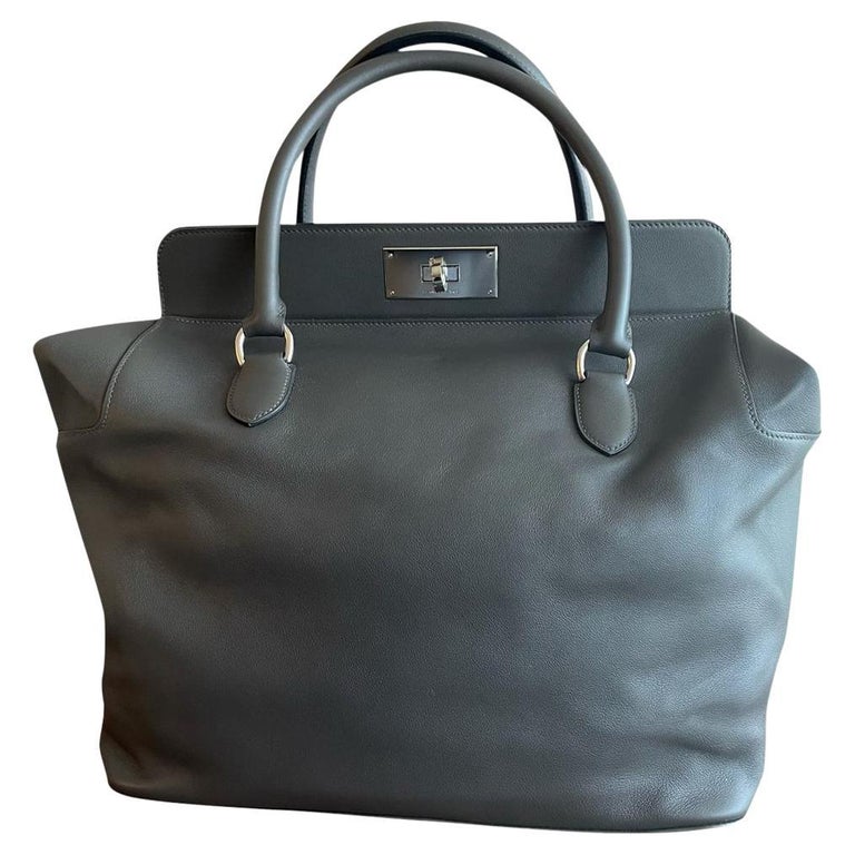 Hermès Toolbox Leather Handbag in Grey at 1stDibs