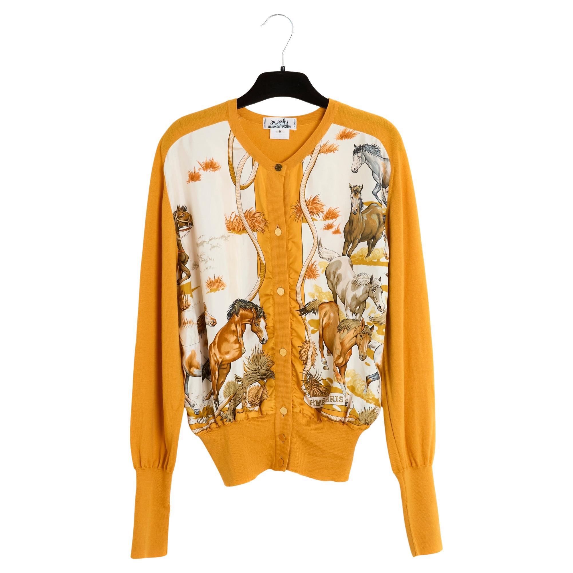 Hermes Top Cardigan FR38 Les Mustangs Twillaine US8 For Sale