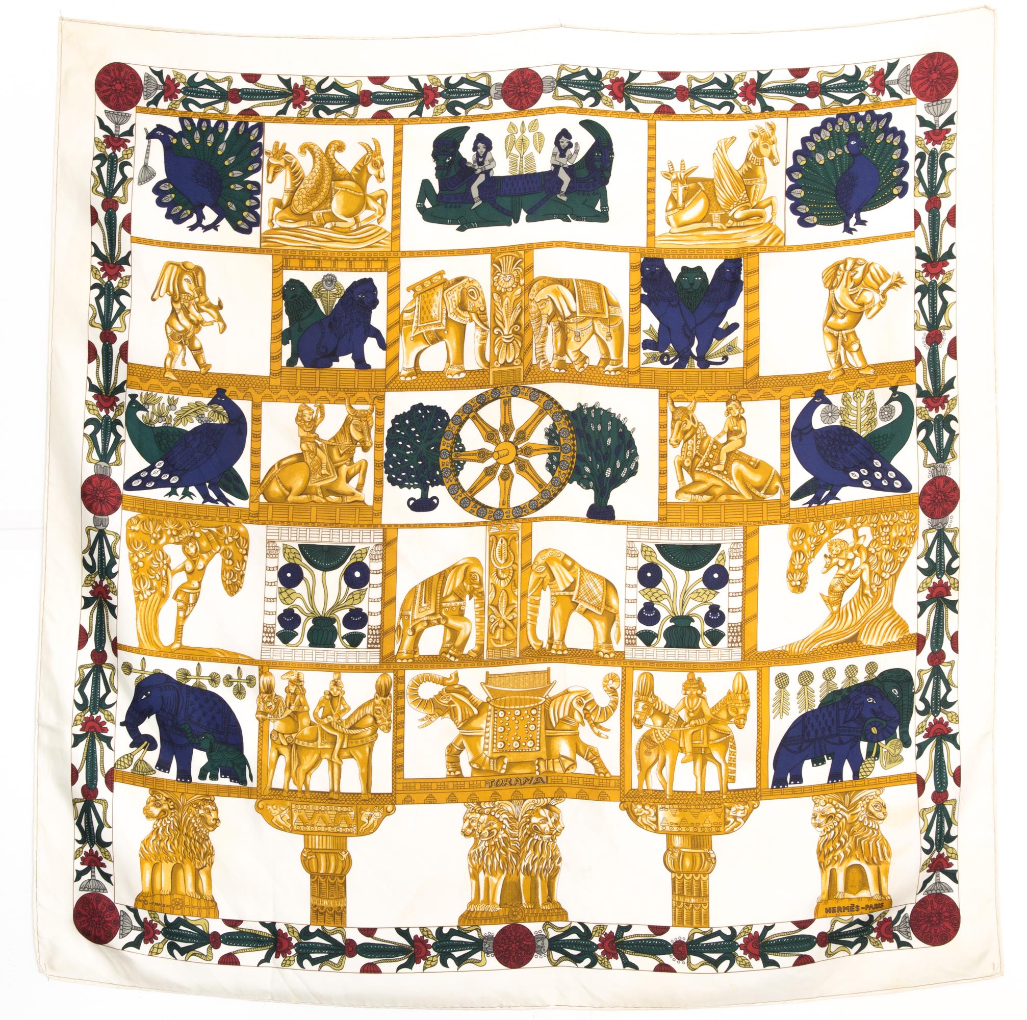 Foulard in seta Hermes Torana by Annie Faivre in vendita 2