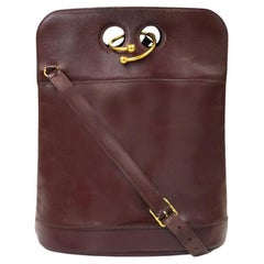 HERMÈS Torque Shoulder bag in Burgundy Leather