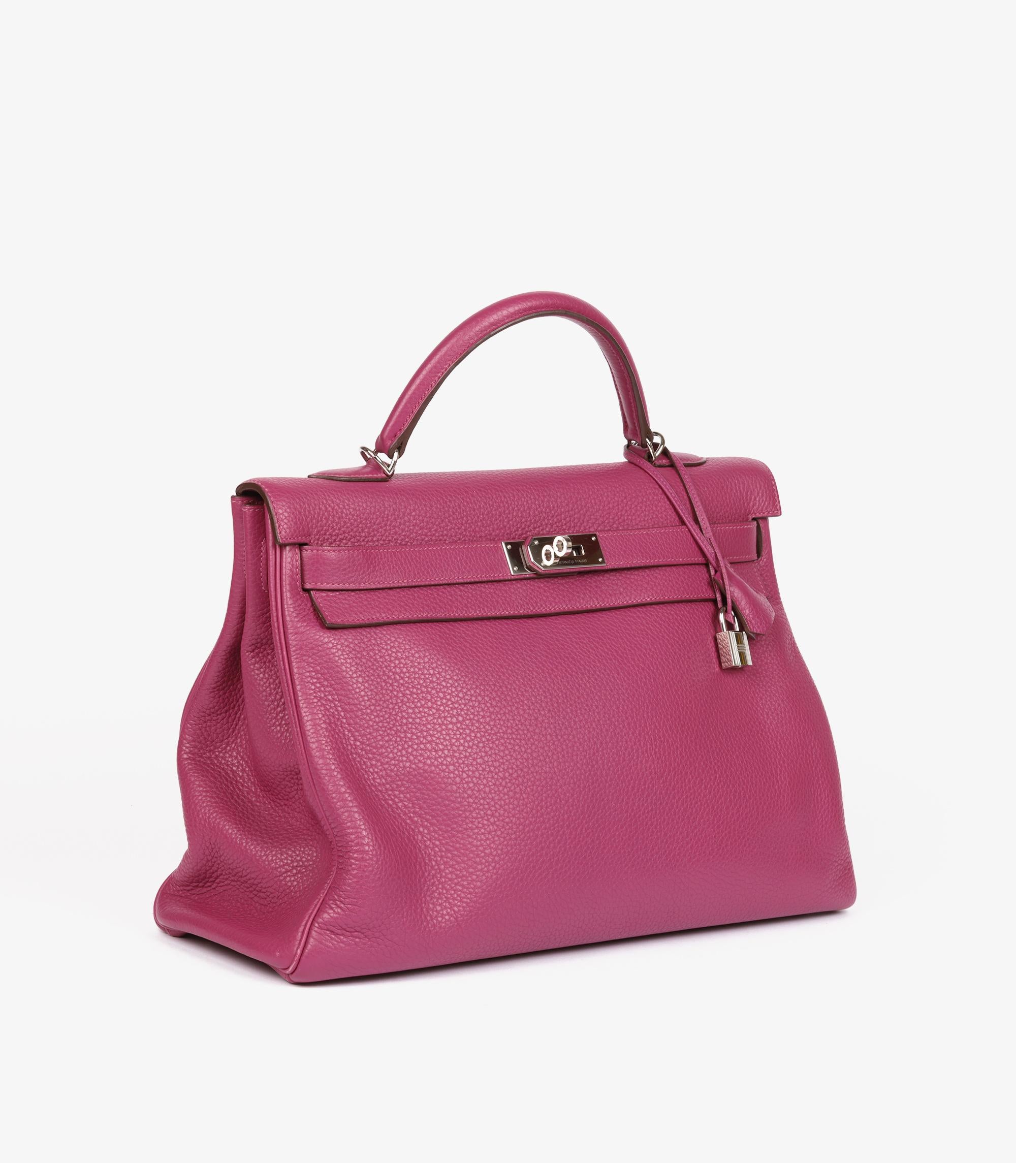Rose Hermès Tosca Clemence Kelly en cuir 40cm Retourne en vente