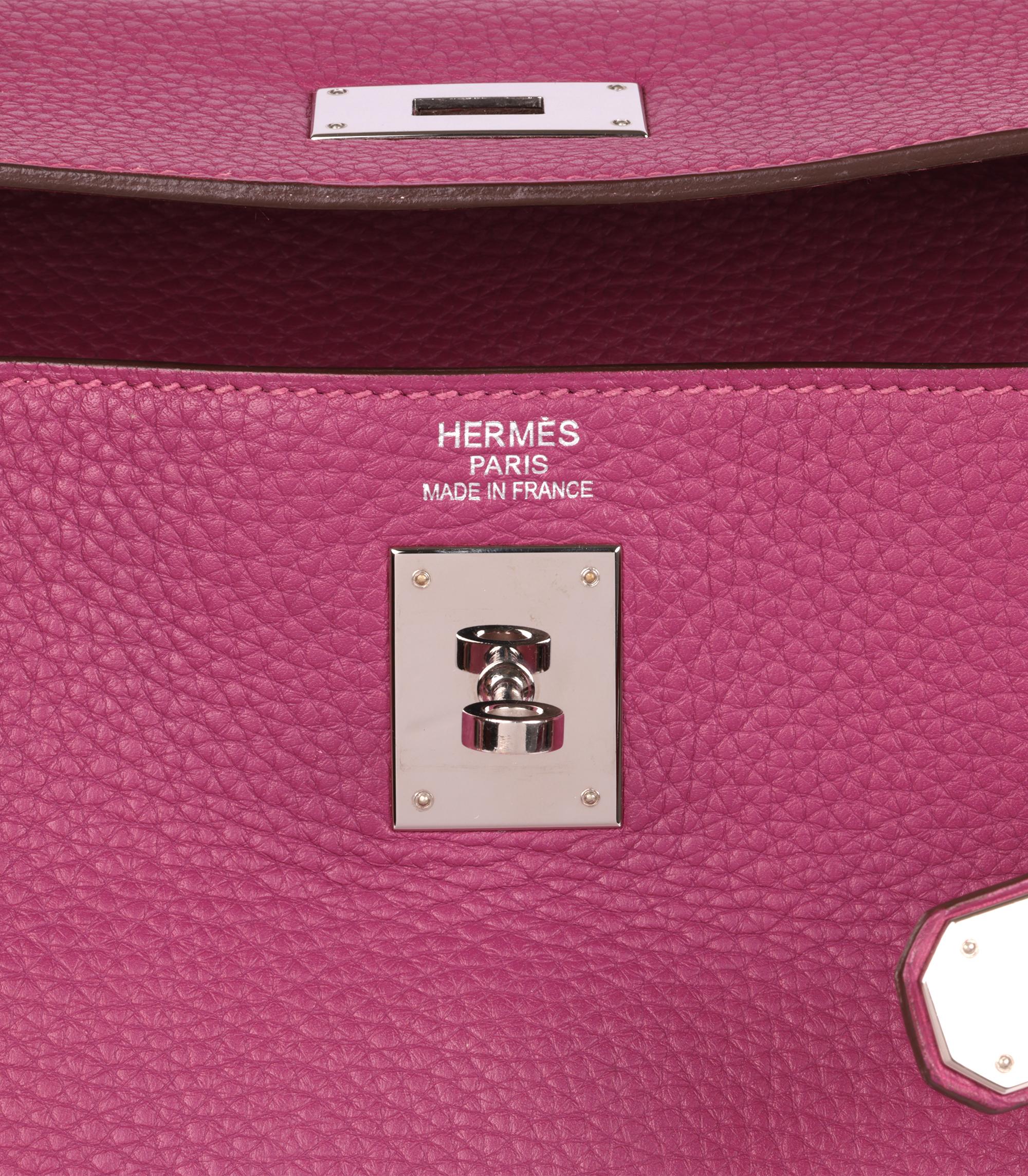 Hermès Tosca Clemence Kelly en cuir 40cm Retourne en vente 4