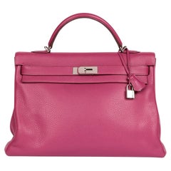 Hermès Tosca Clemence Leather Kelly 40cm Retourne