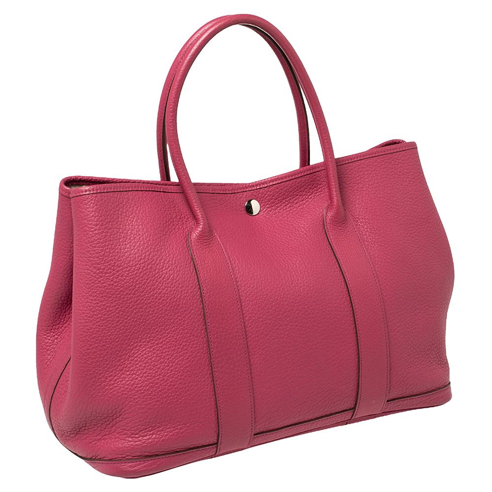 Pink Hermes Tosca Negonda Leather Garden Party 36 Bag