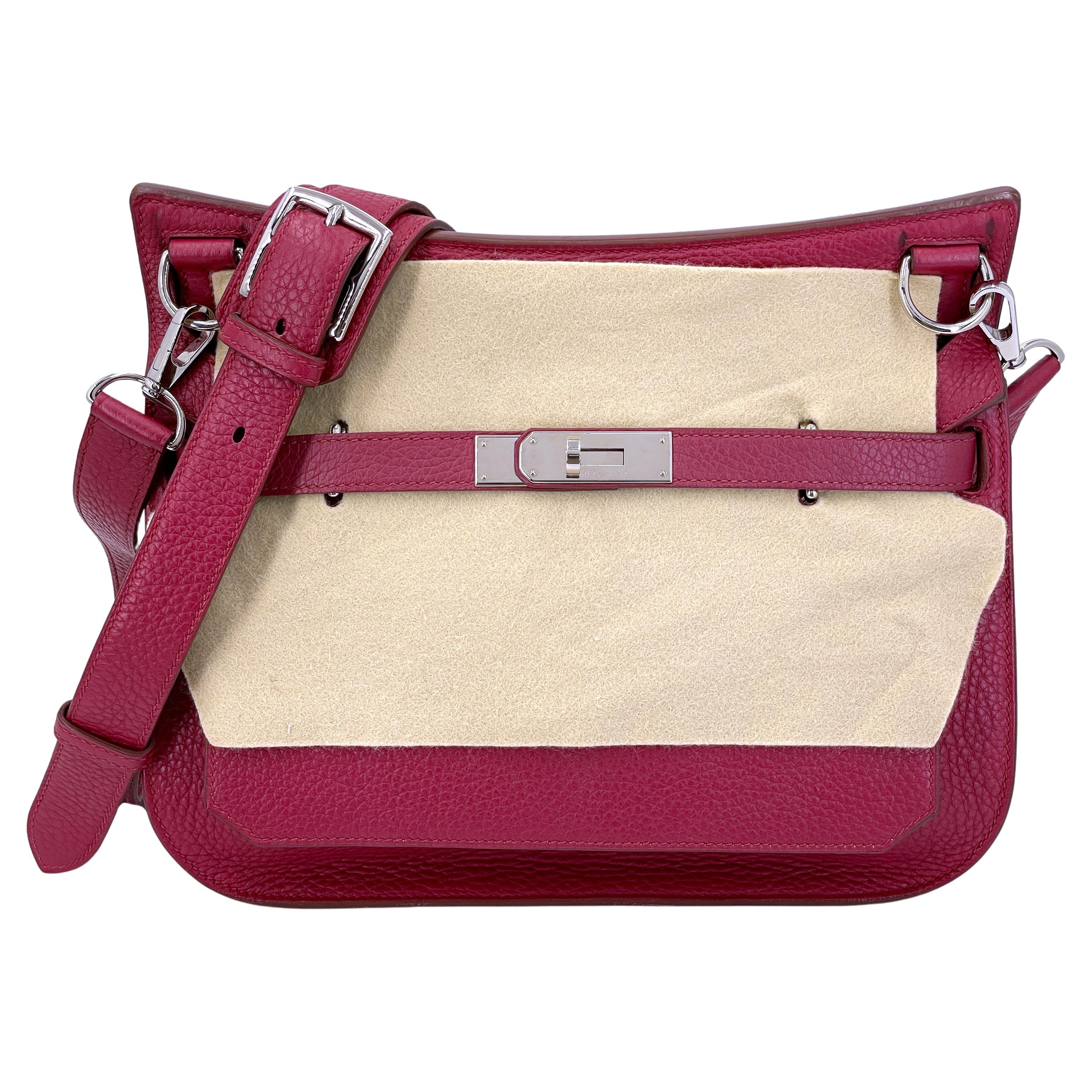 Hermes Tosca Red Jypsiere II 31cm Crossbody Messenger Bag PHW Clemence  67497 For Sale at 1stDibs