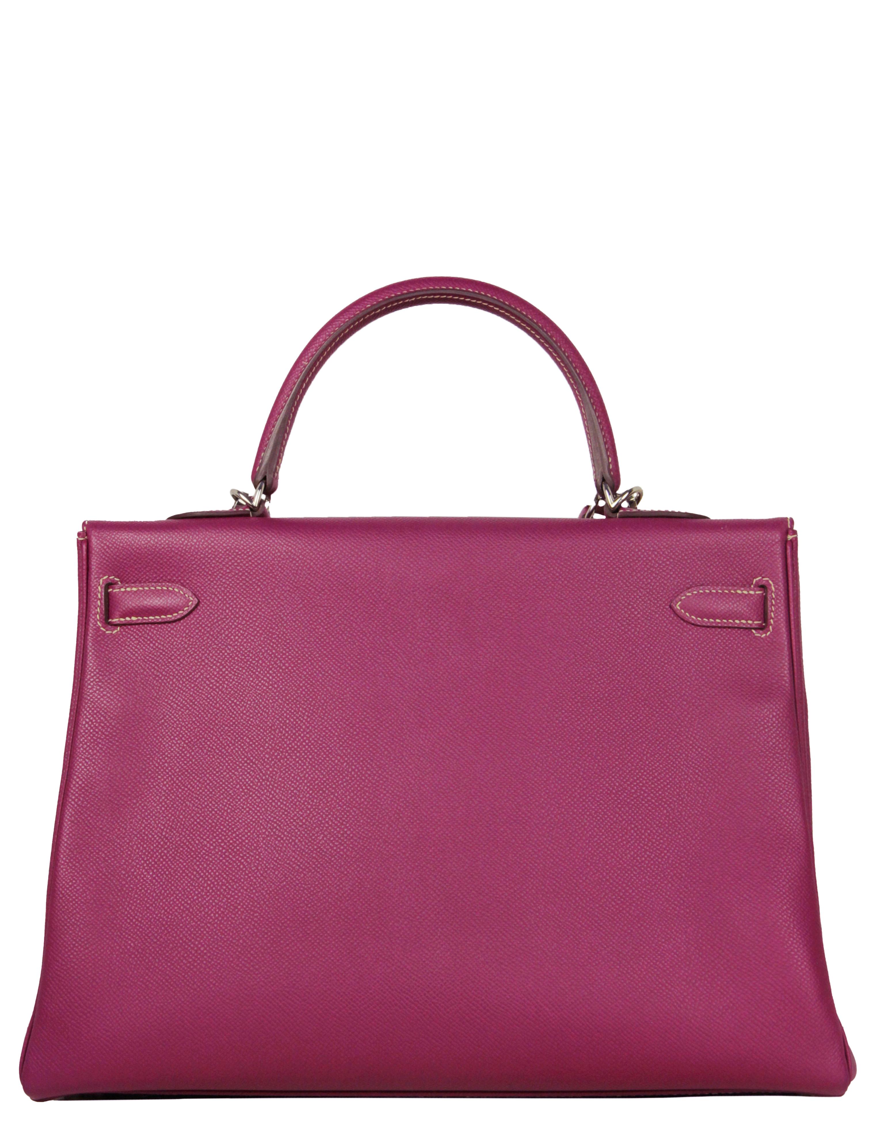 Pink Hermes Tosca/ Rose Tyrien Epsom Leather 35cm Candy Kelly Bag For Sale