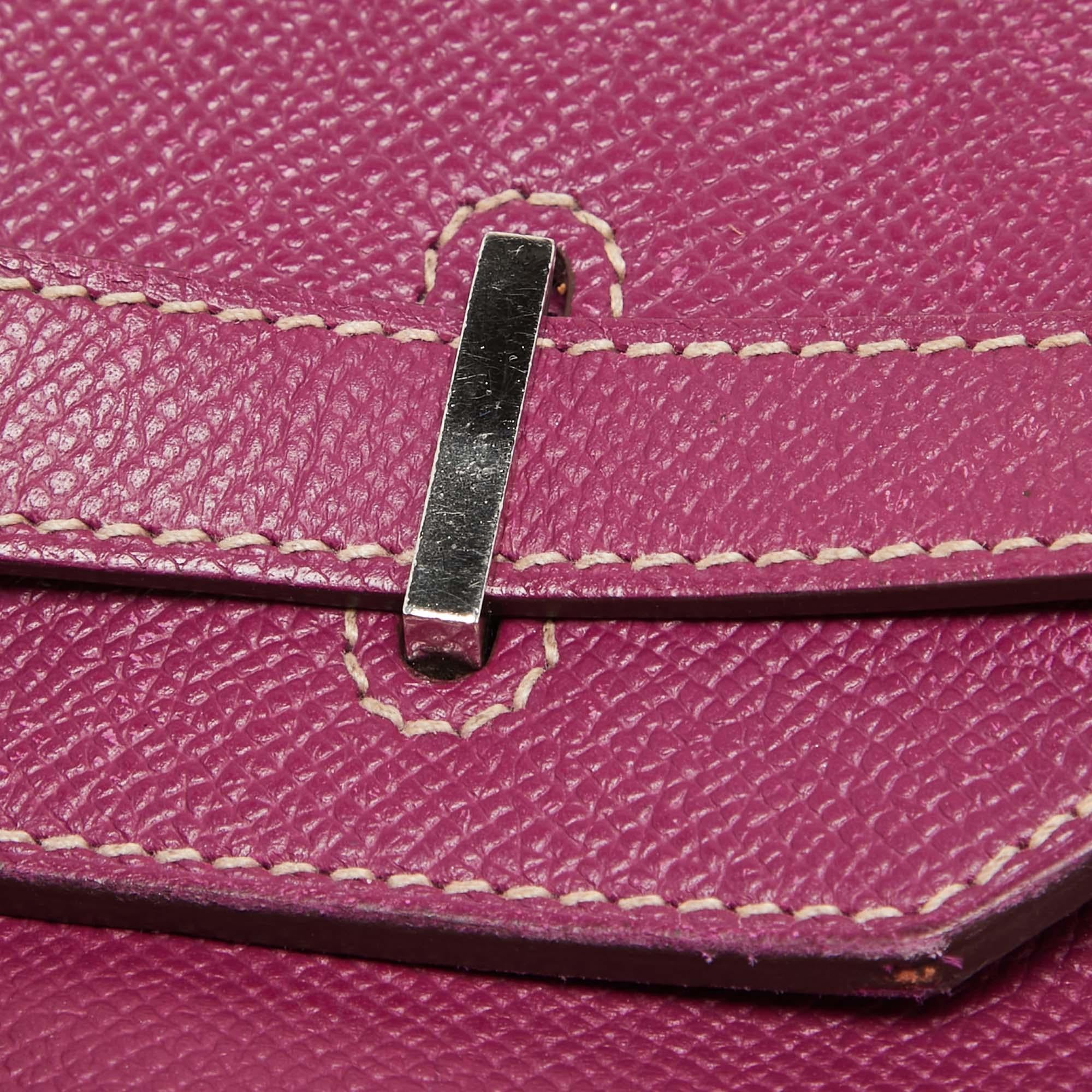 Hermes Tosca/Rose Tyrien Epsom Leather Palladium Finish Birkin 35 Bag For Sale 8
