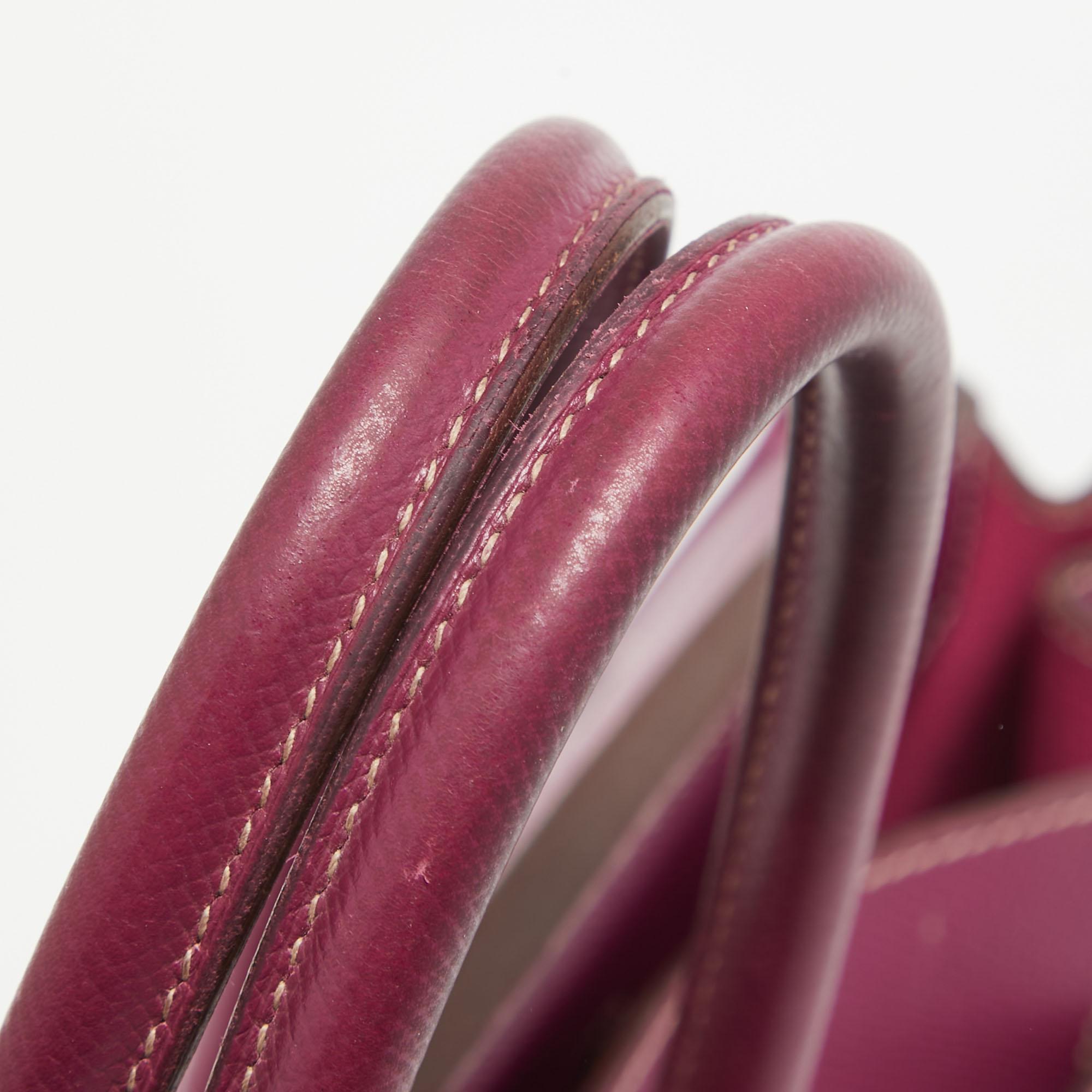 Hermes Tosca/Rose Tyrien Epsom Leather Palladium Finish Birkin 35 Bag For Sale 5