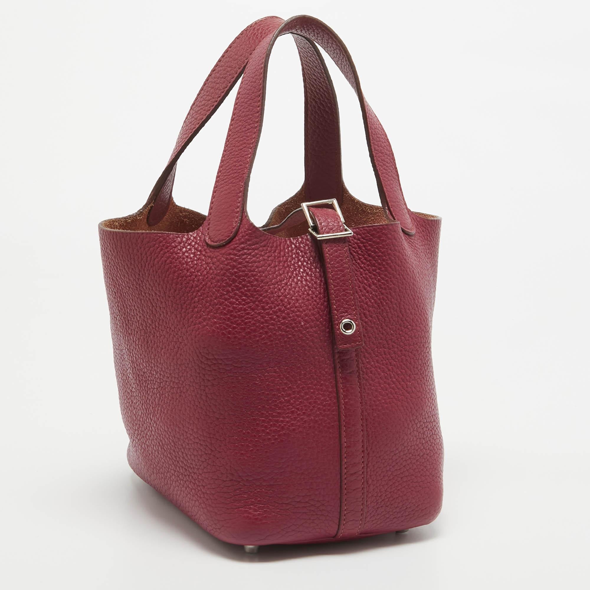 Brown Hermes Tosca Taurillon Clemence Leather Picotin Lock 18 Bag