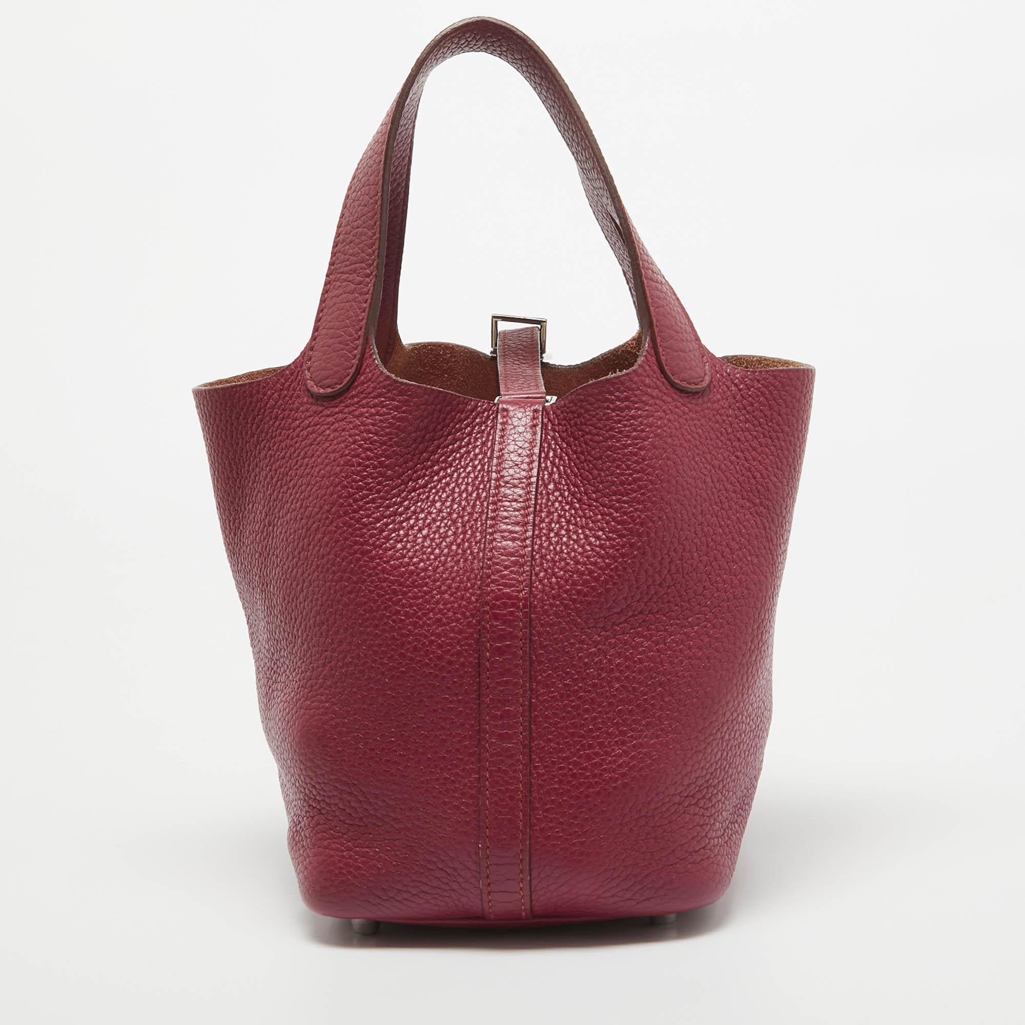 Hermes Tosca Taurillon Clemence Leather Picotin Lock 18 Bag In Fair Condition In Dubai, Al Qouz 2