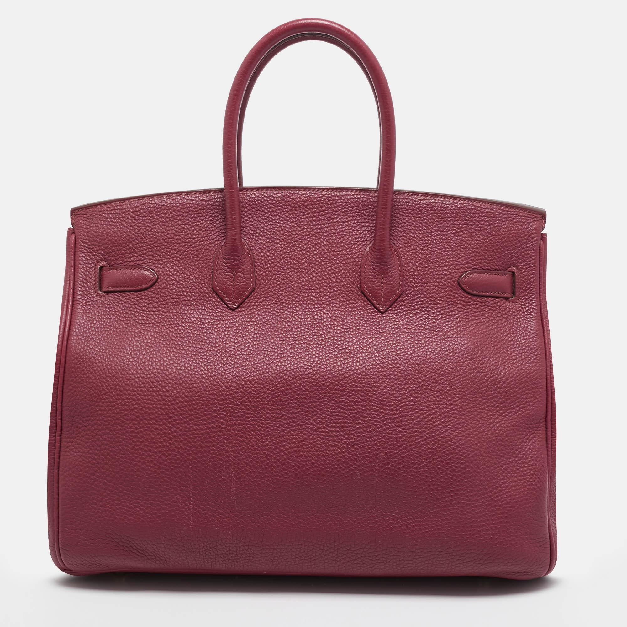 Hermes Tosca Togo Leather Gold Finished Birkin 35 Bag In Good Condition In Dubai, Al Qouz 2