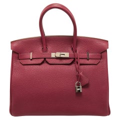Hermes Tosca Togo Leather Palladium Finish Birkin 35 Bag