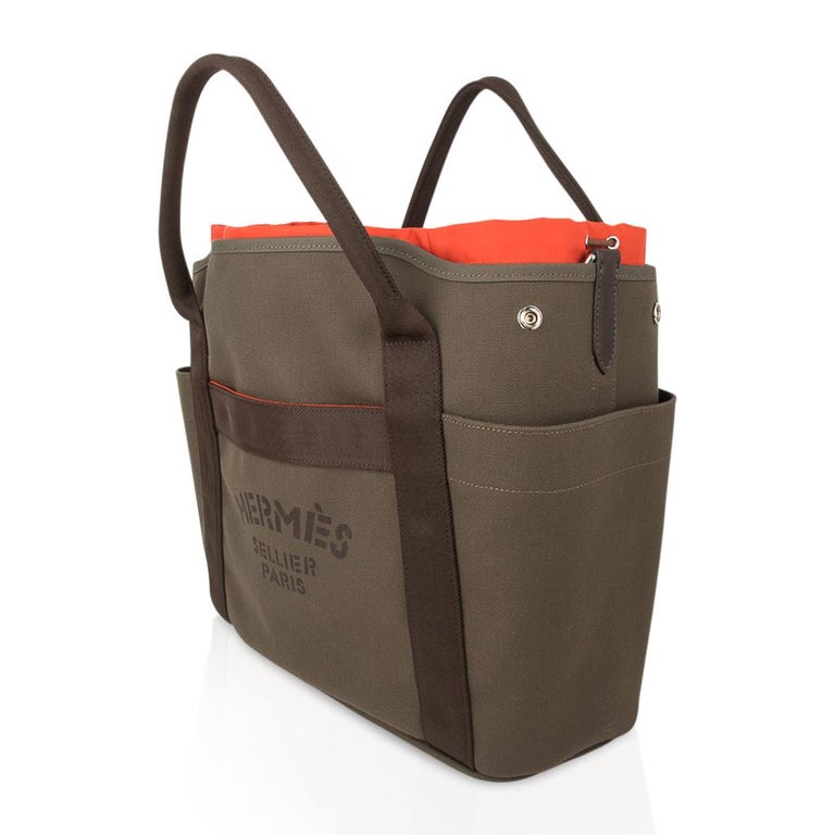 Hermes Tote Sac De Pansage Groom Boot And Helmet Bag Khaki Feu New For Sale At 1stdibs