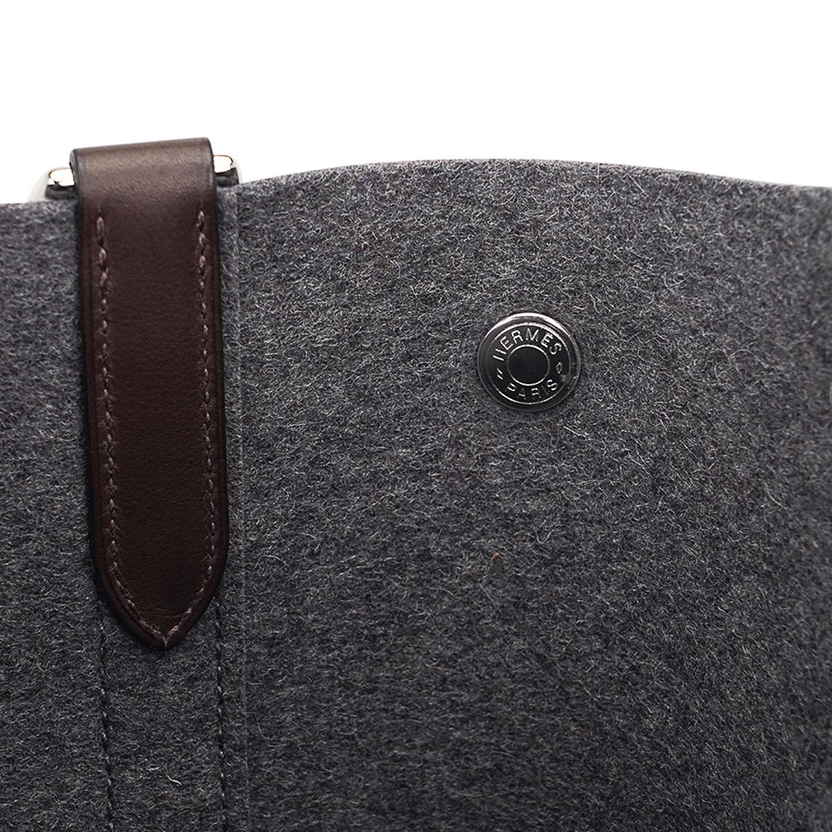 Hermes Tote Sac de Pansage Grooming Bag Gray Feutre/ Brown 4
