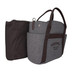 Hermes Tote Sac de Pansage Grooming Bag Gray Feutre/ Brown