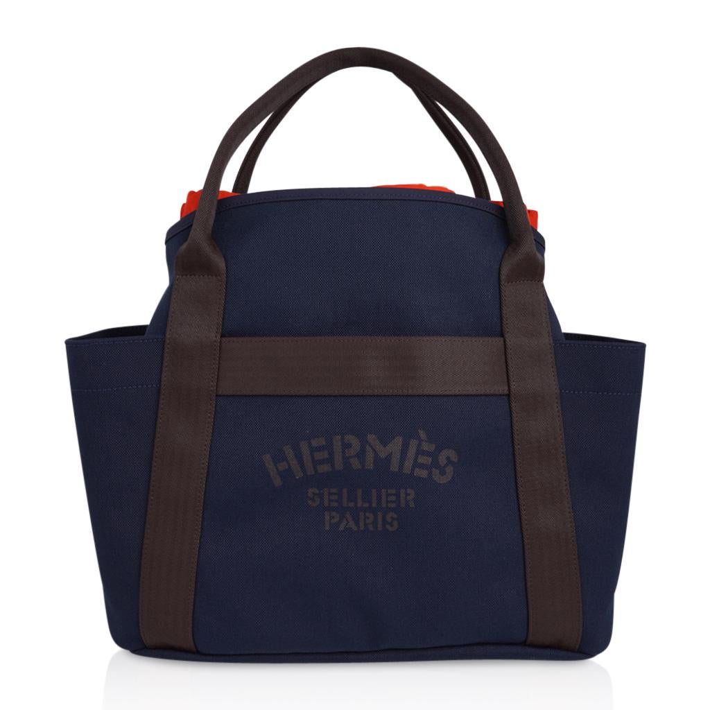 Black Hermes Tote Sac de Pansage The Grooming Bag Navy / Feu