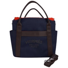 Hermès Fourre-tout Sac de Pansage The Grooming Bag Navyi / Feu nouveau