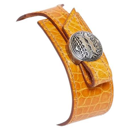 Hermes Touareg Rust Alligator Bracelet For Sale