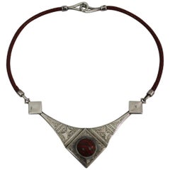 Hermes Touareg Silver and Leather Necklace, 1998