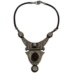 Hermes Touareg Silver and Leather Necklace, 1998