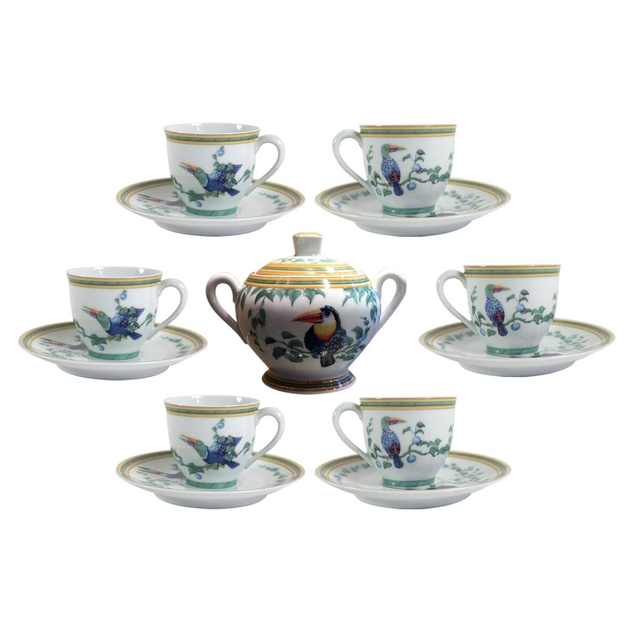 Hermes "Toucan" Coffee Set and Six Coffee Cup