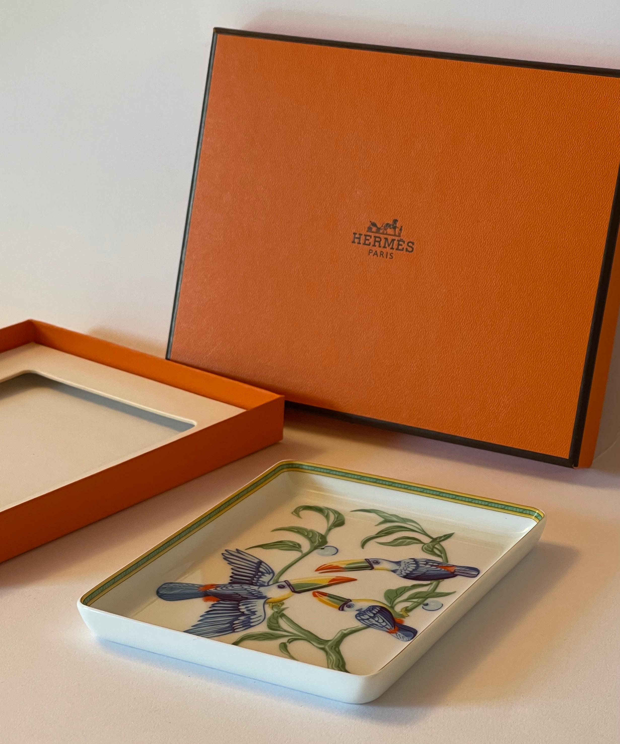 French Hermes Toucans Vide Poche or Change Tray For Sale