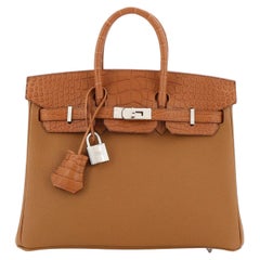 Hermes Touch Birkin Bag Gold Togo mit mattem Alligator mit Palladium Hardware